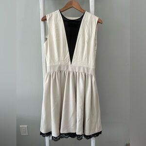 MALENE Birger aline cream with sheer black insert lace detail dress large